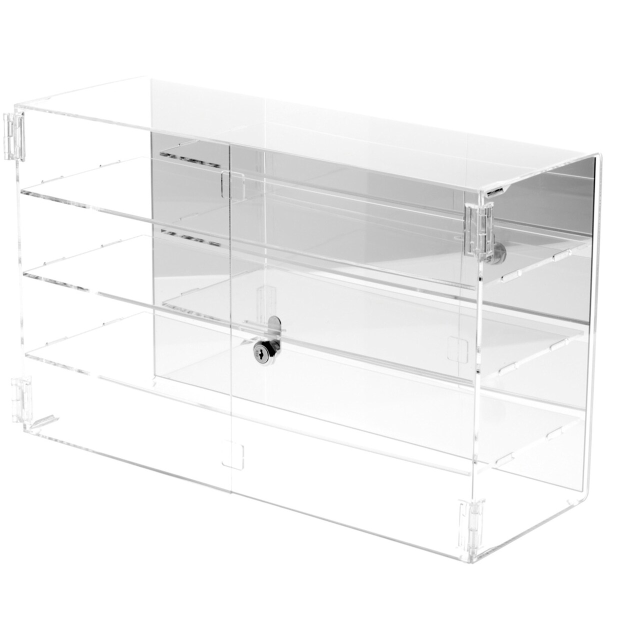Plymor Clear Acrylic Rectangular Locking Display Case, 3 Shelves